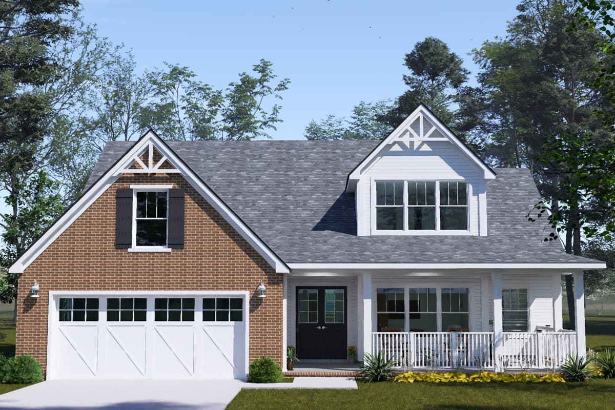 Plan image - 52584WM:Farmhouse Cottage House Plan with Three Bedrooms and Bonus Room