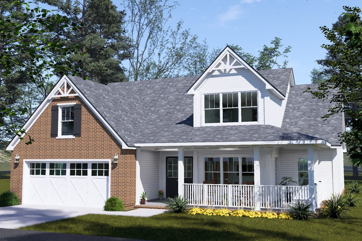 Plan 52584WM: Farmhouse Cottage House Plan with Three Bedrooms and Bonus Room - Image #3 - Cottage, Country, Farmhouse, Traditional