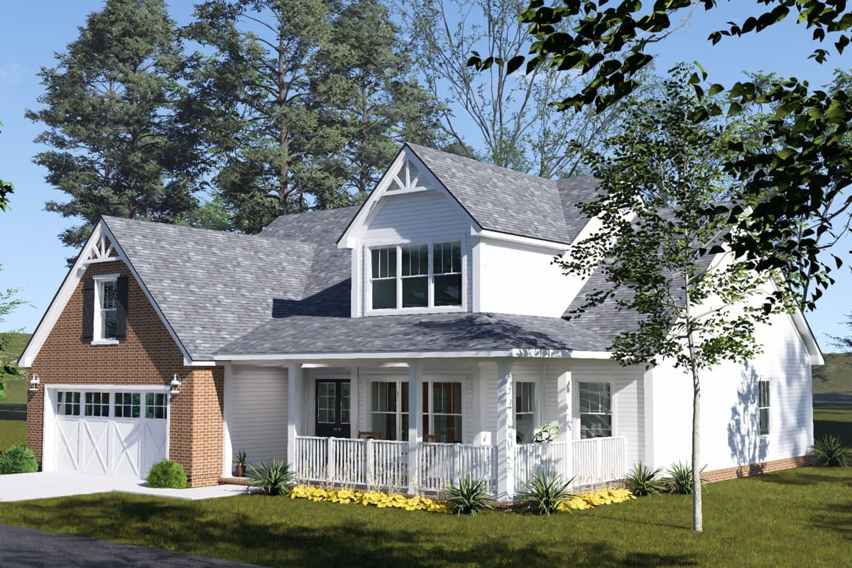 Plan 52584WM: Farmhouse Cottage House Plan with Three Bedrooms and Bonus Room - Image #4 - Cottage, Country, Farmhouse, Traditional
