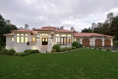 Contemporary Mediterranean House Plan with 3 Bedrooms and Courtyard