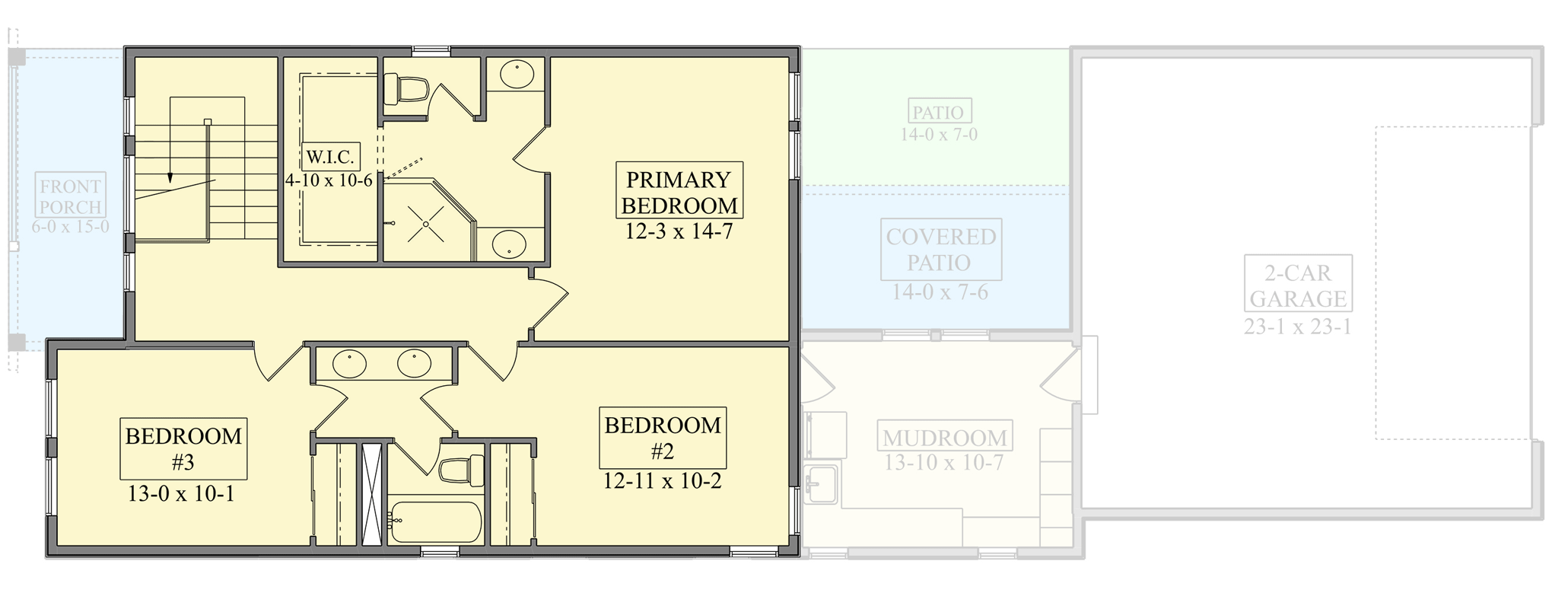 Plan 95389RW: Contemporary Craftsman House Plan with 4 Bedrooms and Rear Garage - Floor Plan - 2nd Level - Contemporary, Craftsman