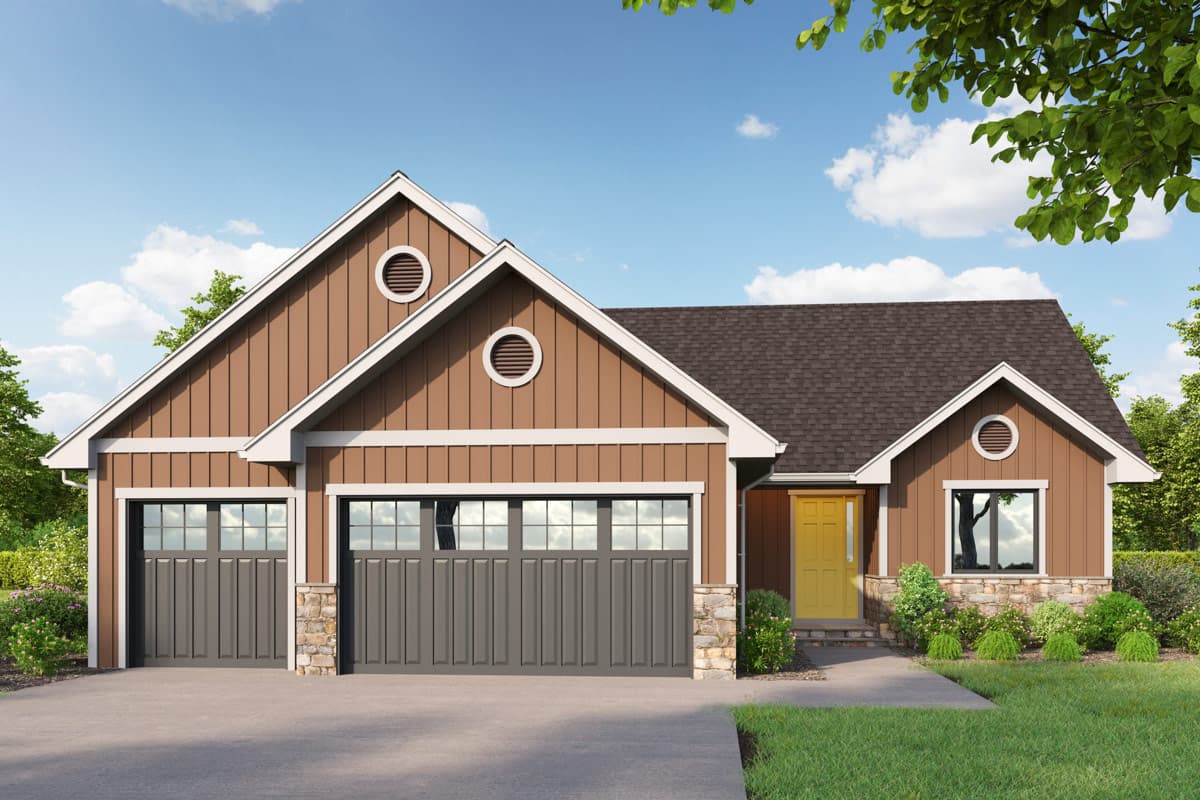 Plan image - 95393RW:Craftsman Ranch House Plan with Three Bedrooms and Two-Car Garage