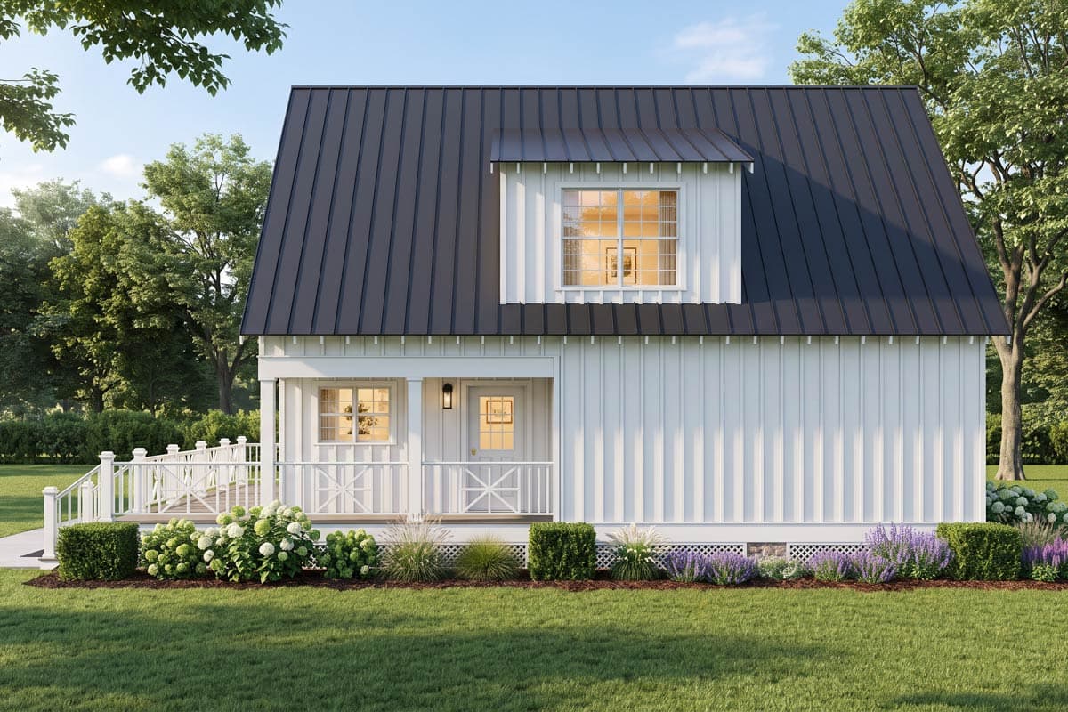 Plan 70984MK: Rustic Farmhouse House Plan with Two Bedrooms and Wraparound Porch - Image #4 - Cabin, Farmhouse, Rustic
