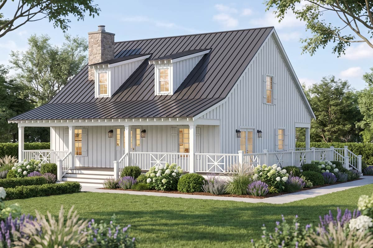 Plan 70984MK: Rustic Farmhouse House Plan with Two Bedrooms and Wraparound Porch - Image #3 - Cabin, Farmhouse, Rustic