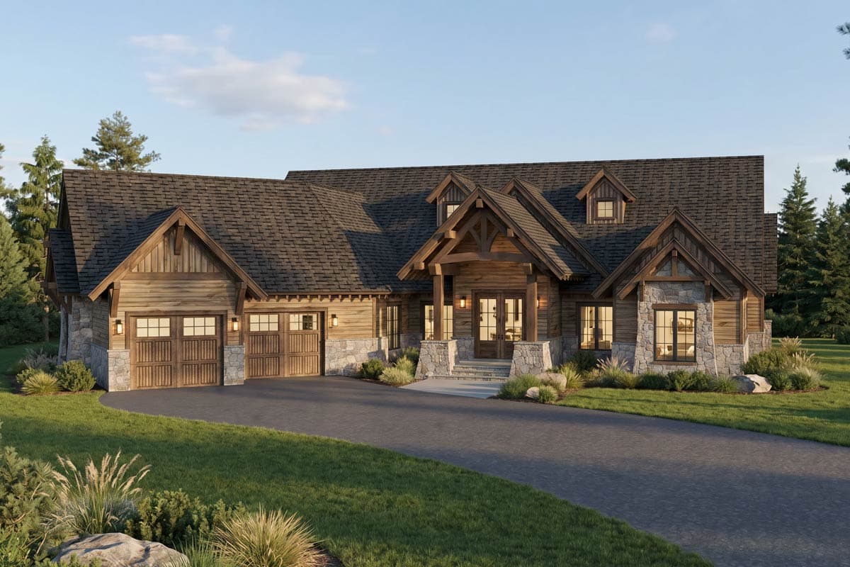 Plan 70983MK: Rustic Mountain Cabin House Plan with 5 Bedrooms and 5,543 Square Feet - Image #2 - Cabin, Mountain, Rustic
