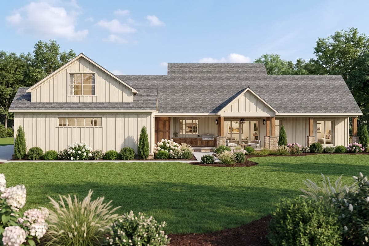 Plan 70985MK: Modern Farmhouse House Plan with 3 Bedrooms and Spacious Finished Bonus Room - Image #4 - Bungalow, Farmhouse, Modern Farmhouse, New American