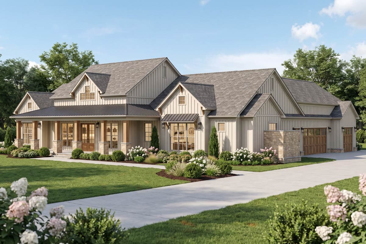 Plan 70985MK: Modern Farmhouse House Plan with 3 Bedrooms and Spacious Finished Bonus Room - Image #3 - Bungalow, Farmhouse, Modern Farmhouse, New American