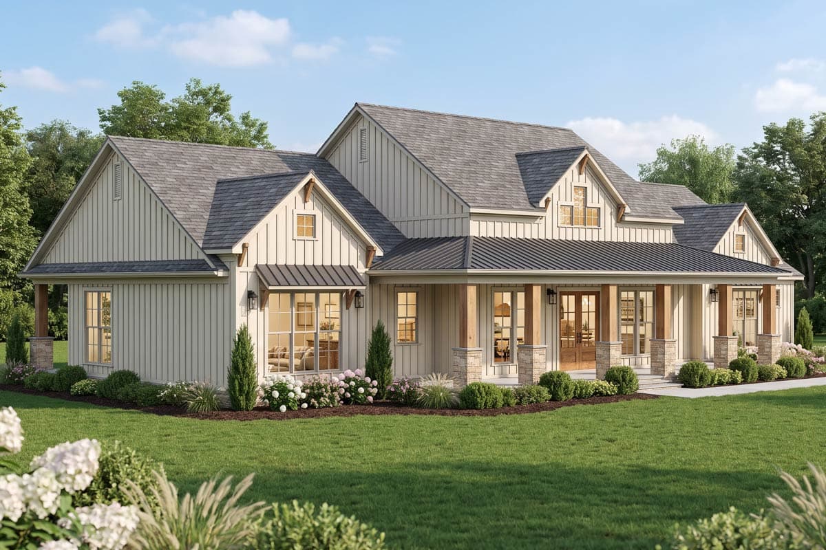 Plan 70985MK: Modern Farmhouse House Plan with 3 Bedrooms and Spacious Finished Bonus Room - Image #8 - Bungalow, Farmhouse, Modern Farmhouse, New American