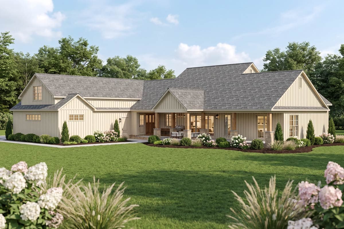 Plan 70985MK: Modern Farmhouse House Plan with 3 Bedrooms and Spacious Finished Bonus Room - Image #6 - Bungalow, Farmhouse, Modern Farmhouse, New American