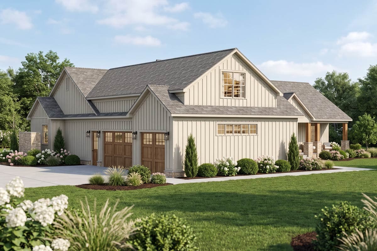 Plan 70985MK: Modern Farmhouse House Plan with 3 Bedrooms and Spacious Finished Bonus Room - Image #5 - Bungalow, Farmhouse, Modern Farmhouse, New American