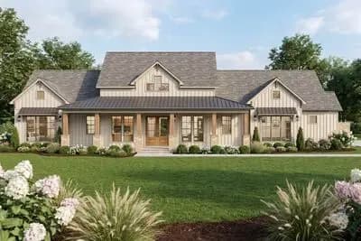 Modern Farmhouse House Plan with 3 Bedrooms and Spacious Finished Bonus Room