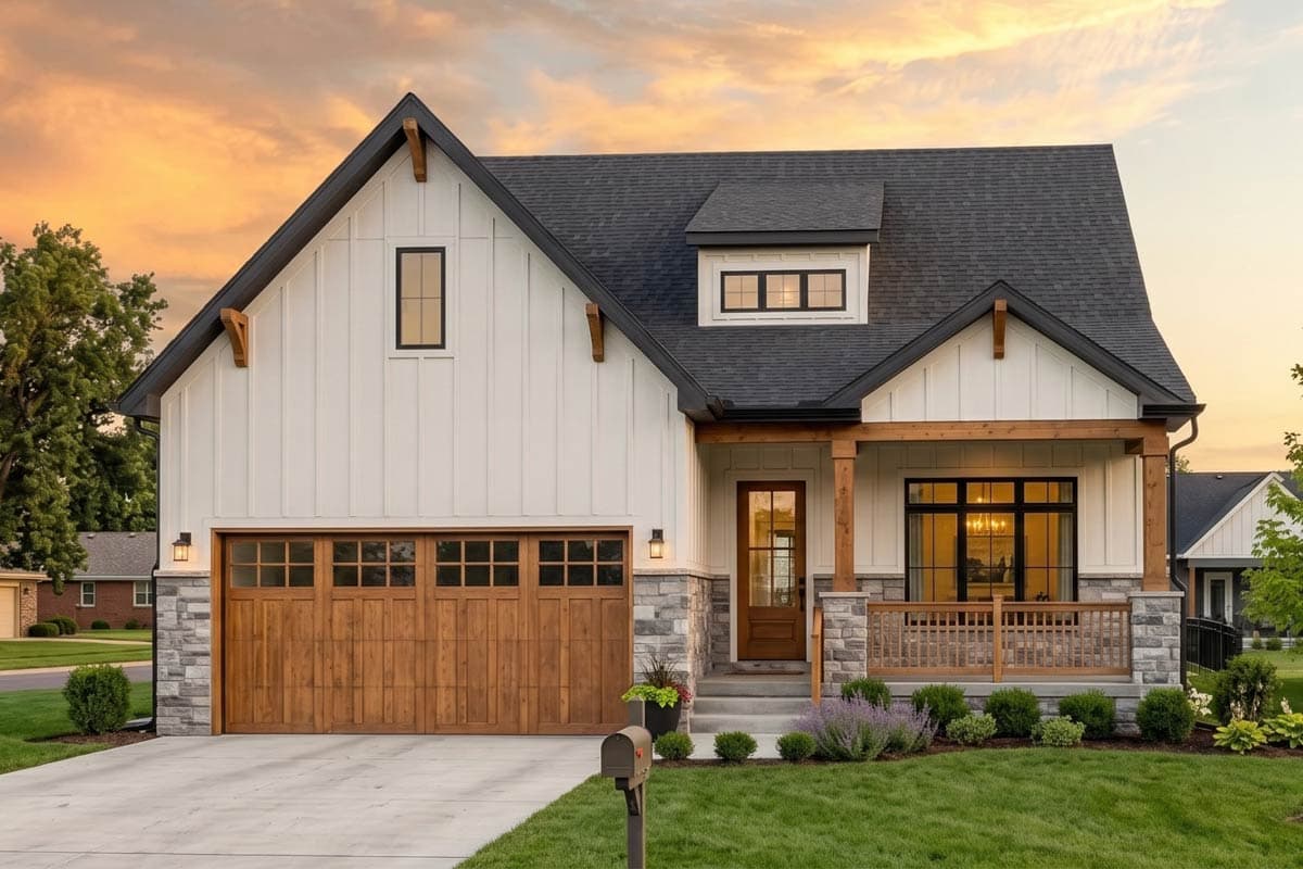 Plan image - 623662DJ:New American Farmhouse House Plan with Four Bedrooms and Master Suite