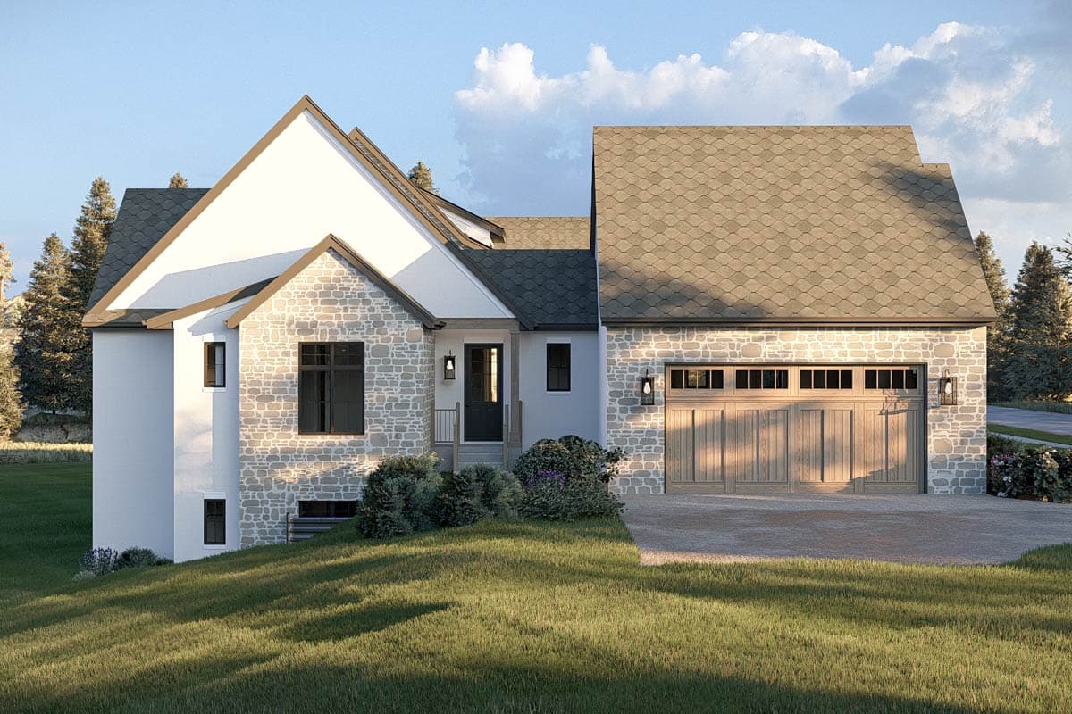 Plan 623663DJ: European Transitional House Plan with 3 Bedrooms and Two Story Great Room - Image #7 - European, Transitional