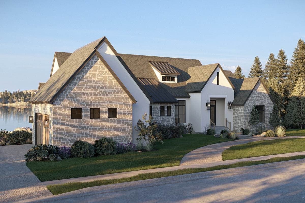 Plan 623663DJ: European Transitional House Plan with 3 Bedrooms and Two Story Great Room - Image #5 - European, Transitional