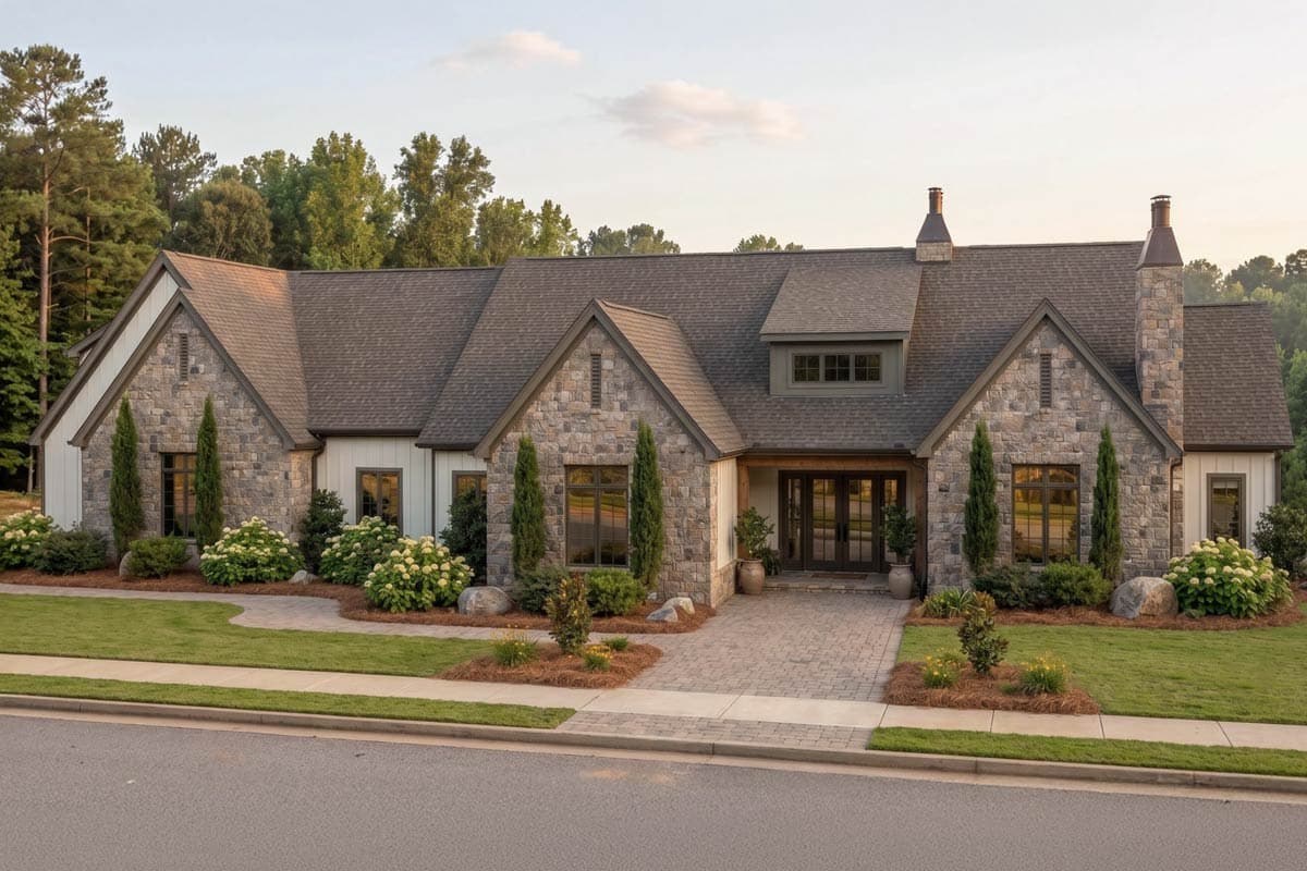 Plan image - 623664DJ:European Style House Plan with 4 Bedrooms and 3-Car Garage