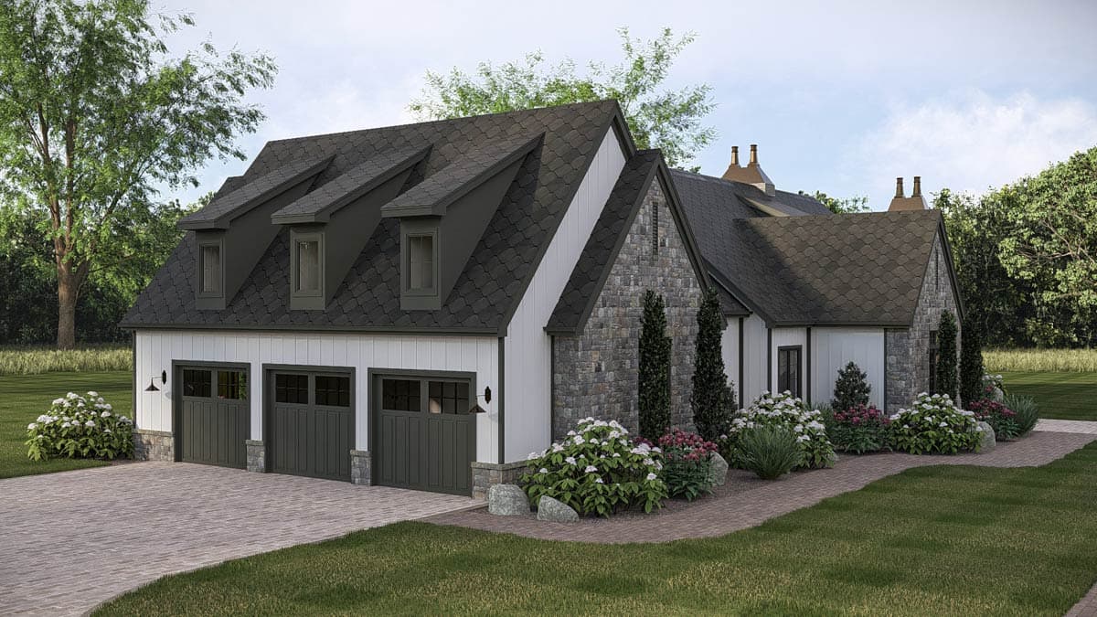 Plan 623664DJ: European Style House Plan with 4 Bedrooms and 3-Car Garage - Image #4 - European