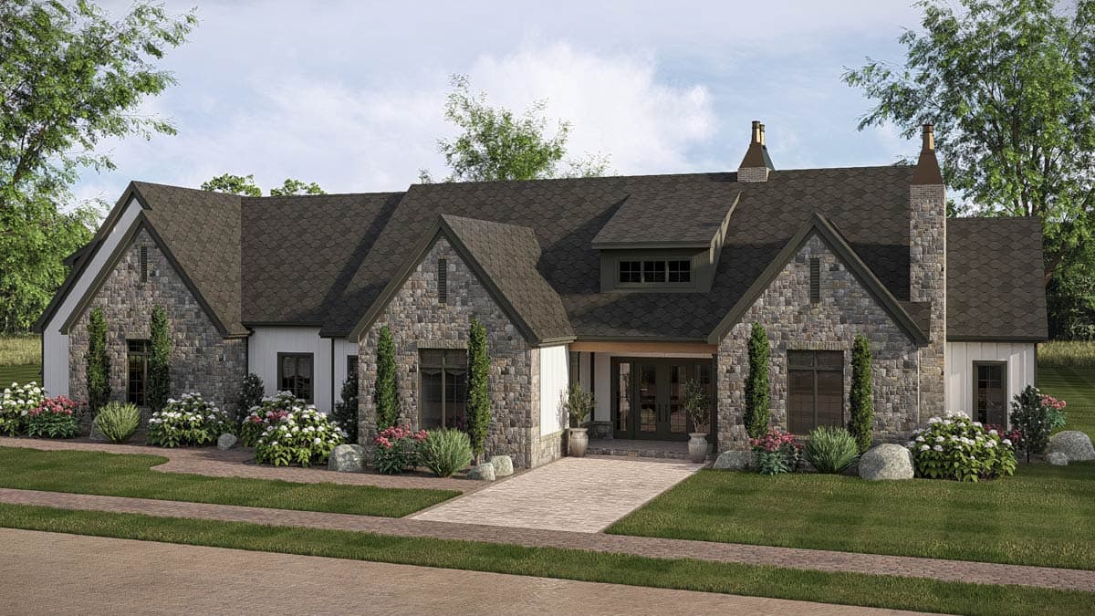 Plan 623664DJ: European Style House Plan with 4 Bedrooms and 3-Car Garage - Image #7 - European