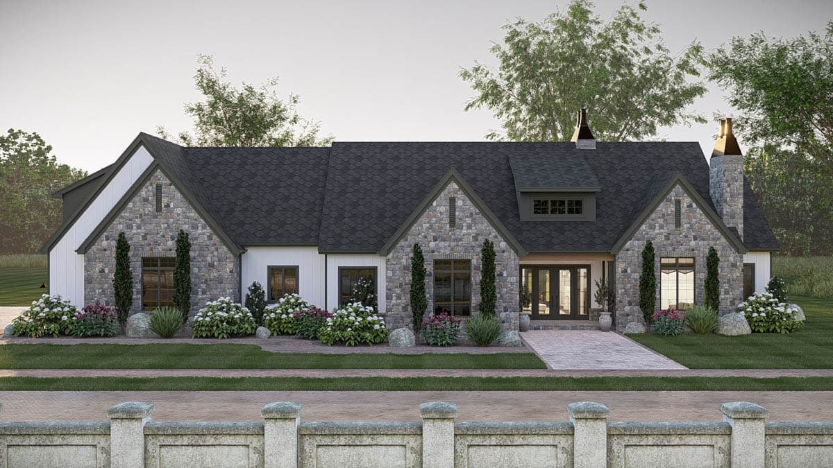 Plan 623664DJ: European Style House Plan with 4 Bedrooms and 3-Car Garage - Image #3 - European