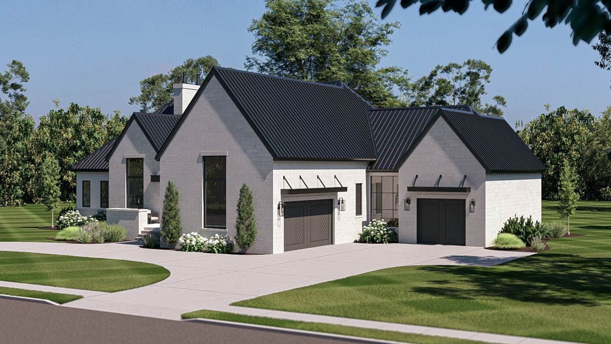 Plan 623665DJ: Contemporary European House Plan with 3 Bedrooms and 3-Car Garage - Image #6 - Contemporary, European, Transitional