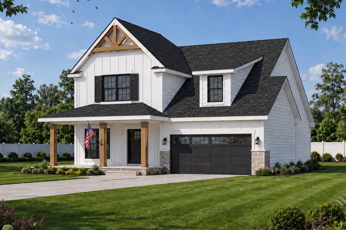 Plan image - 42775DB:Modern Farmhouse House Plan with 4 Bedrooms and Two Story Great Room