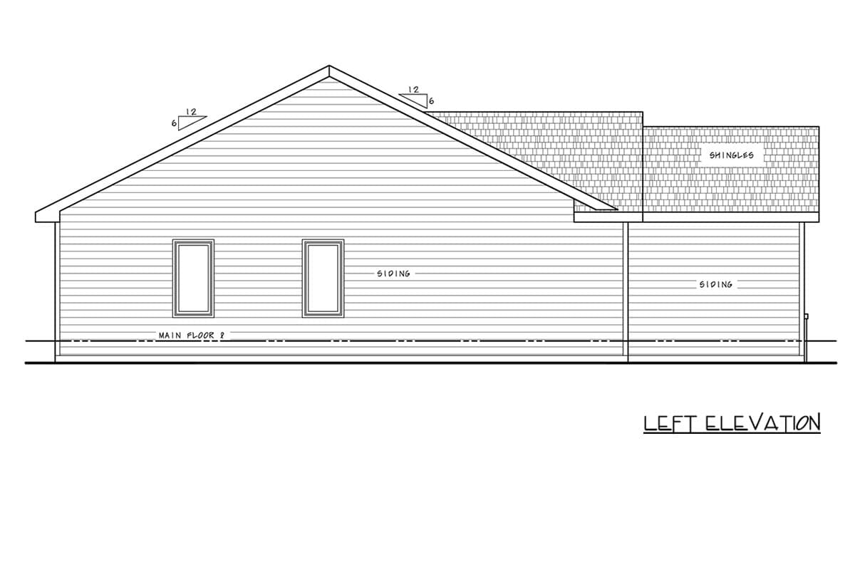 Plan 42777DB: Compact Modern Farmhouse House Plan with Two Bedrooms and Attached Garage - Image #3 - Modern, Modern Farmhouse, Ranch