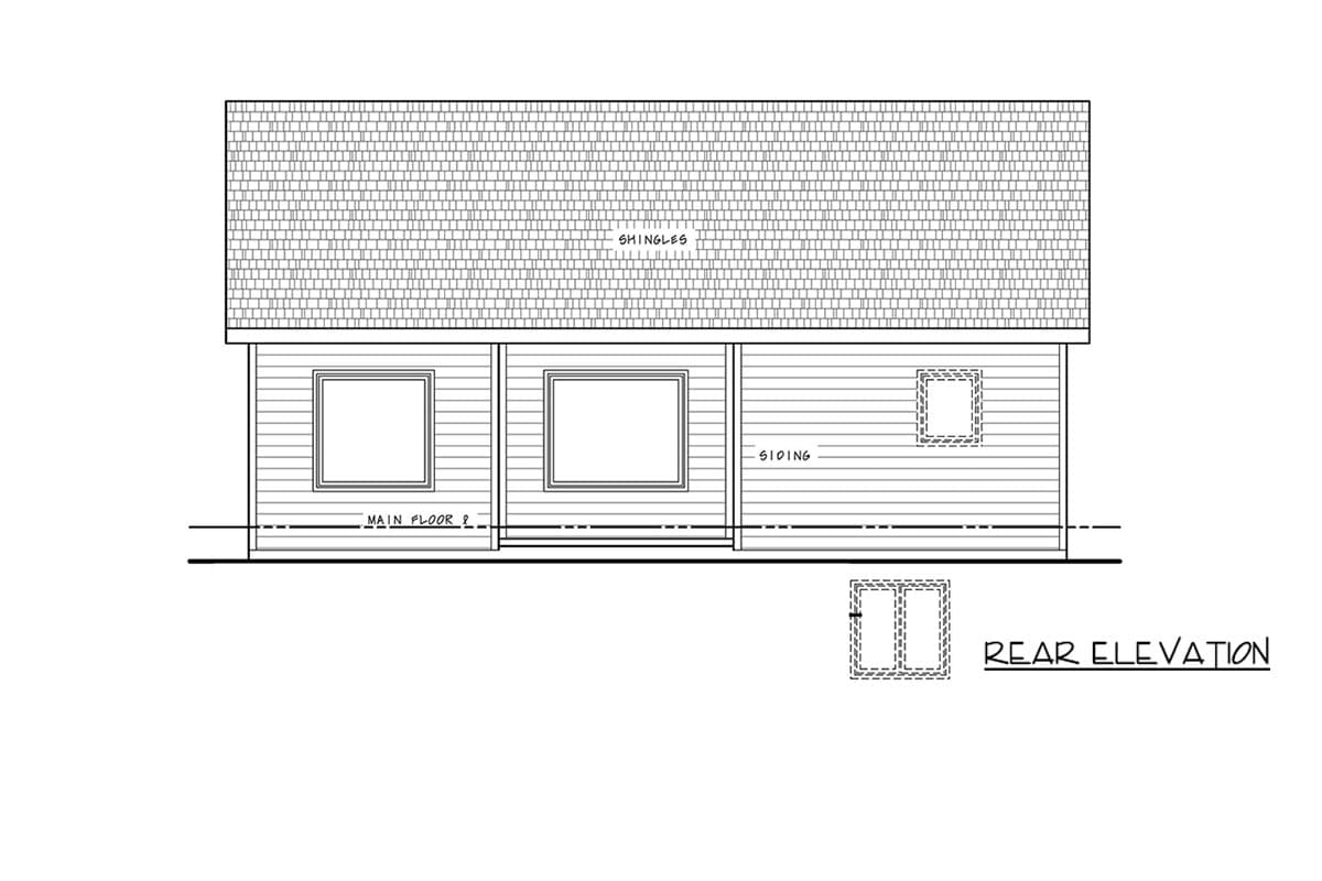 Plan 42777DB: Compact Modern Farmhouse House Plan with Two Bedrooms and Attached Garage - Image #4 - Modern, Modern Farmhouse, Ranch