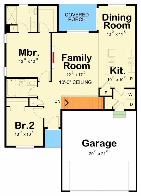Plan 42777DB: Compact Modern Farmhouse House Plan with Two Bedrooms and Attached Garage - Floor Plan - Image #7 - Modern, Modern Farmhouse, Ranch