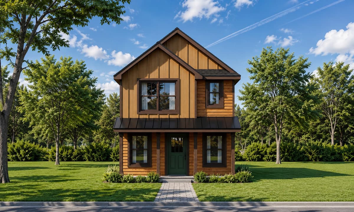 Plan 42778DB: Narrow Three Bedroom Modern Farmhouse House Plan with Efficient Layout - Image #3 - Cabin, Cottage, Farmhouse, Modern Farmhouse, New American