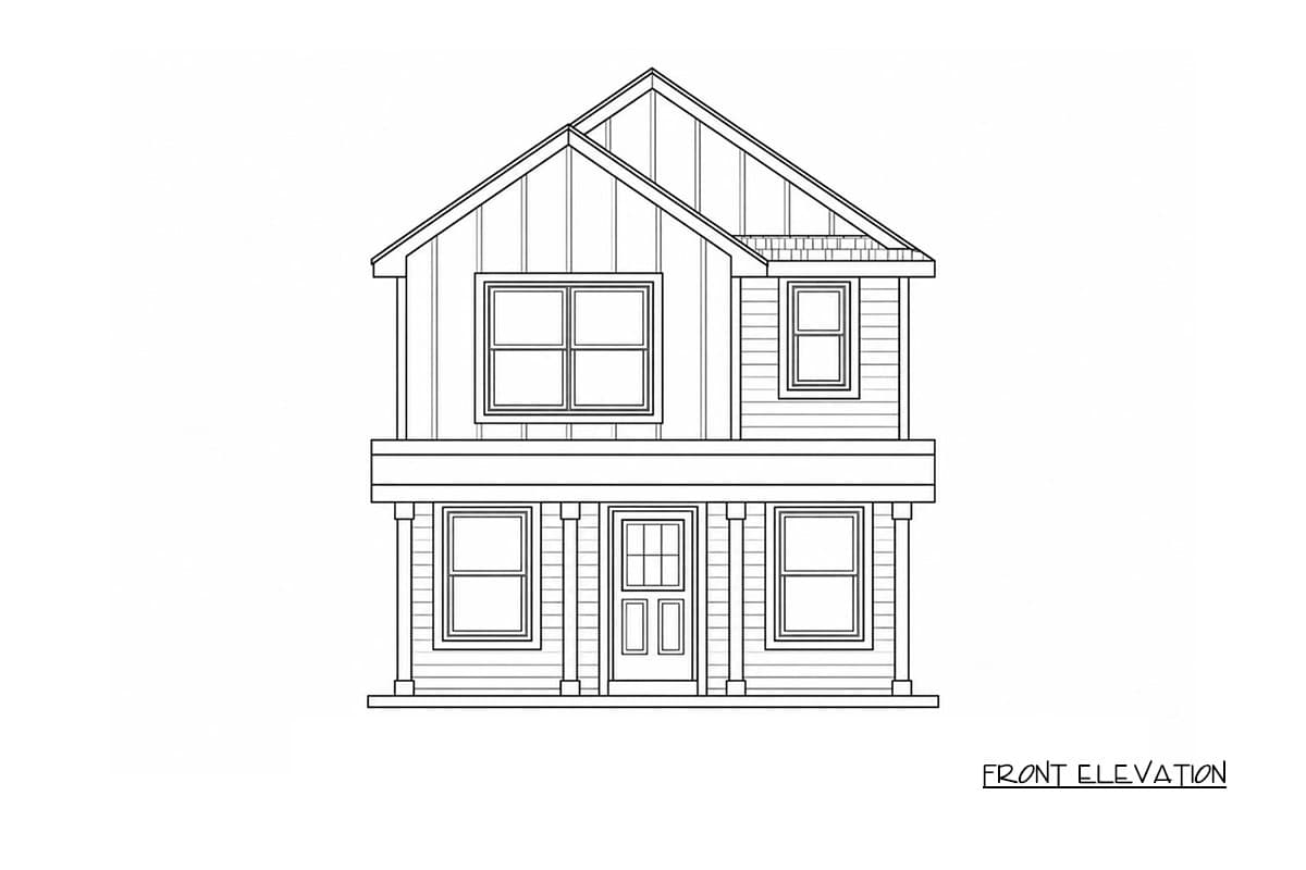 Plan 42778DB: Narrow Three Bedroom Modern Farmhouse House Plan with Efficient Layout - Image #5 - Cabin, Cottage, Farmhouse, Modern Farmhouse, New American