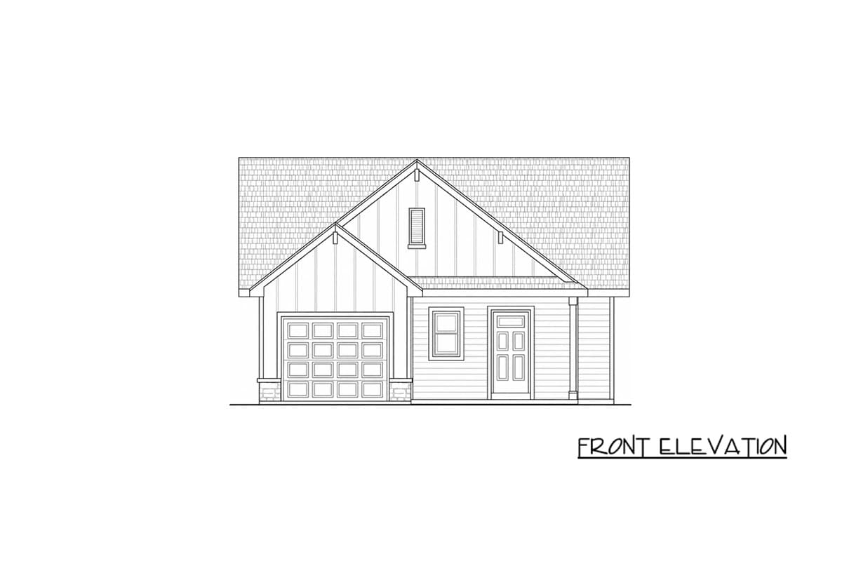 Plan 42780DB: Three Bedroom Craftsman House Plan with One Car Garage - Image #3 - Country, Craftsman, Modern Farmhouse
