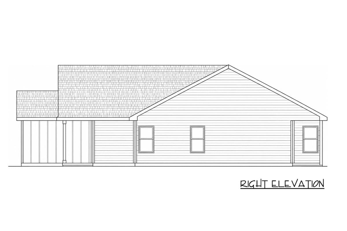 Plan 42780DB: Three Bedroom Craftsman House Plan with One Car Garage - Image #6 - Country, Craftsman, Modern Farmhouse
