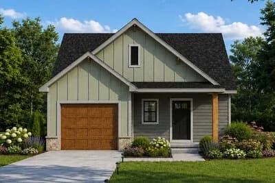 Three Bedroom Craftsman House Plan with One Car Garage