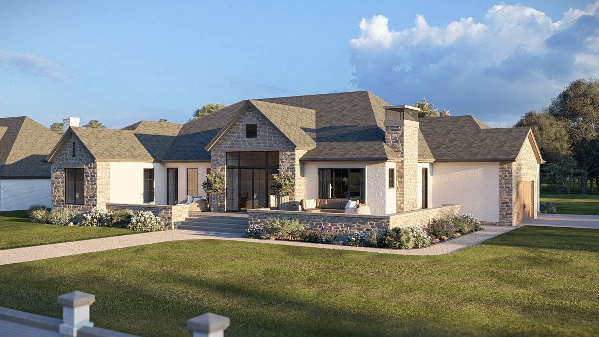 Plan 623666DJ: Luxury European Ranch House Plan with 3 Bedrooms and 3-Car Garage - Image #8 - European, Hill Country, New American, Ranch