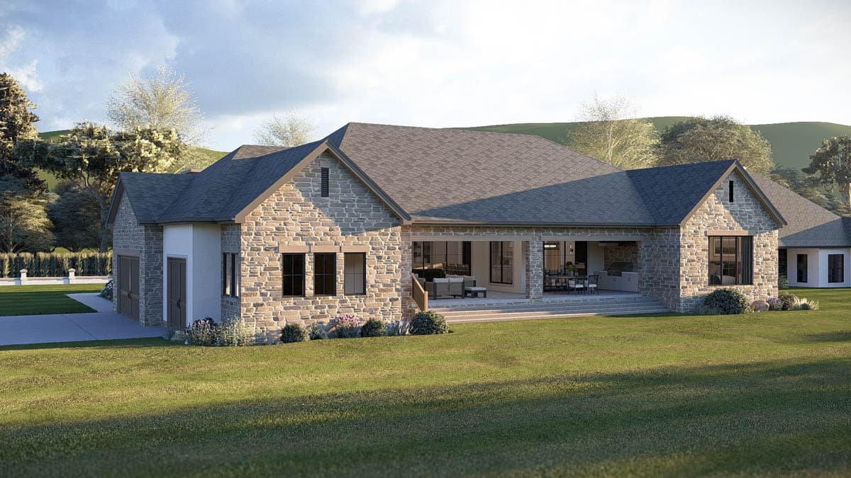 Plan 623666DJ: Luxury European Ranch House Plan with 3 Bedrooms and 3-Car Garage - Image #6 - European, Hill Country, New American, Ranch