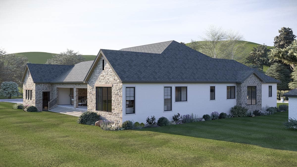 Plan 623666DJ: Luxury European Ranch House Plan with 3 Bedrooms and 3-Car Garage - Image #5 - European, Hill Country, New American, Ranch