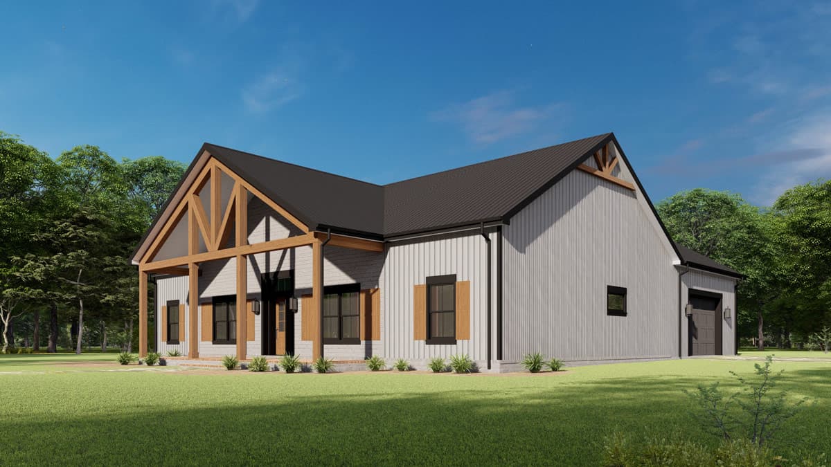 Plan 777079MTL: Modern Barndominium House Plan with 3 Bedrooms and Expansive Porches - Image #2 - Barndominium, Modern Farmhouse