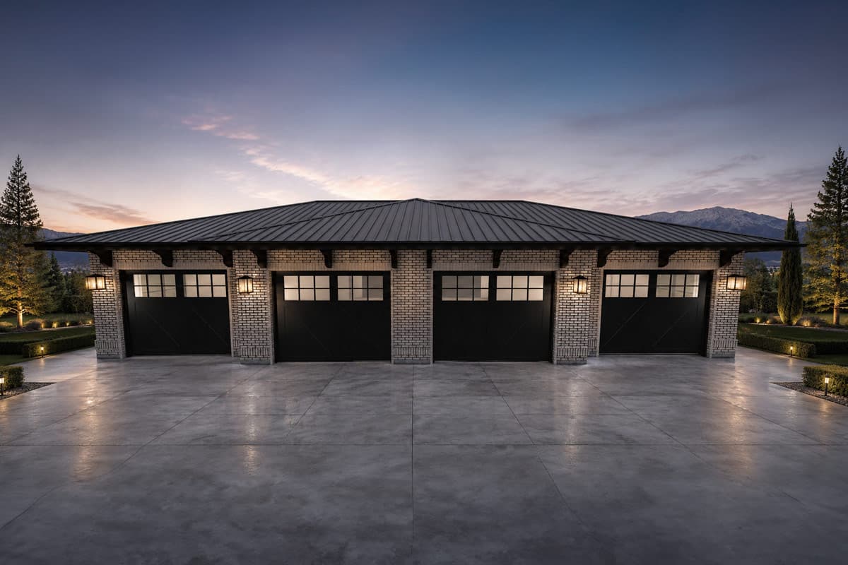 Plan image - 61767UT:Contemporary Four Car Garage House Plan with Modern Architectural Details