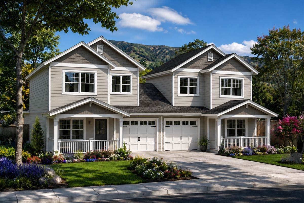 Plan image - 720193DA:Three Bedroom Craftsman Cottage Multi-Family House Plan with Efficient Two Story Layout