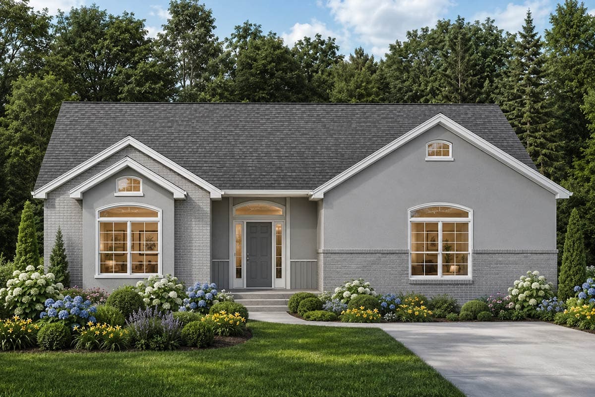 Plan 849156PGE: European Style Ranch House Plan with 3 Bedrooms and 1,747 Square Feet - Image #2 - European, Ranch, Traditional