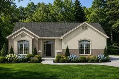 European Style Ranch House Plan with 3 Bedrooms and 1,747 Square Feet