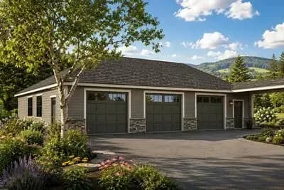 Spacious 3-Car Garage House Plan with 10 Ceilings