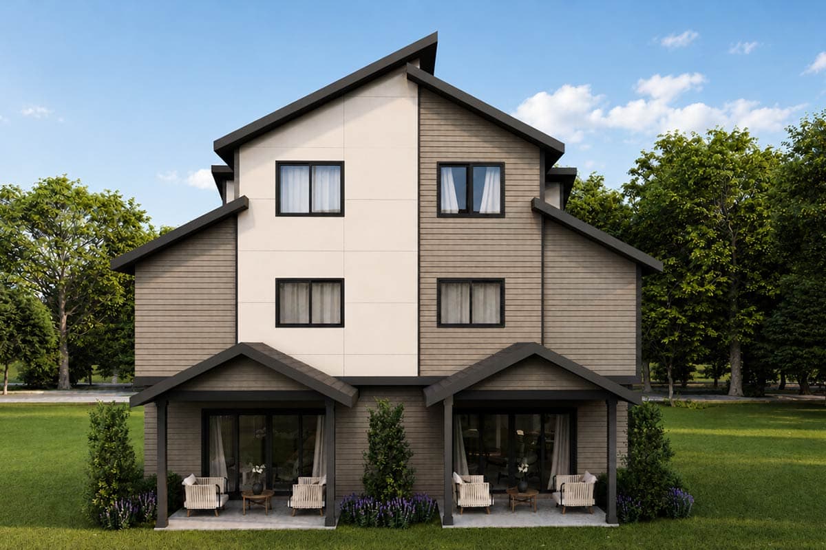 Plan 720198DA: Contemporary Multi-Family House Plan Featuring Five Bedrooms and Modern Design - Image #3 - Contemporary, Modern