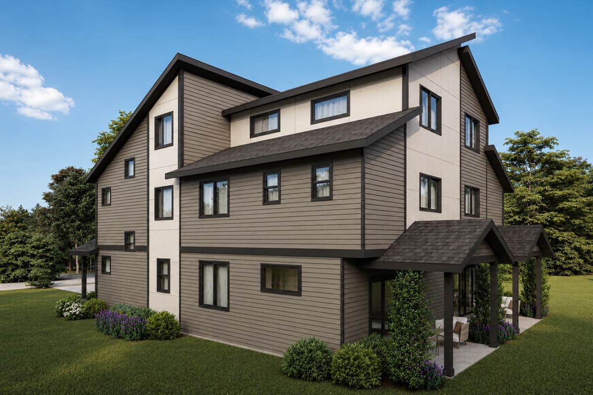 Plan 720198DA: Contemporary Multi-Family House Plan Featuring Five Bedrooms and Modern Design - Image #2 - Contemporary, Modern