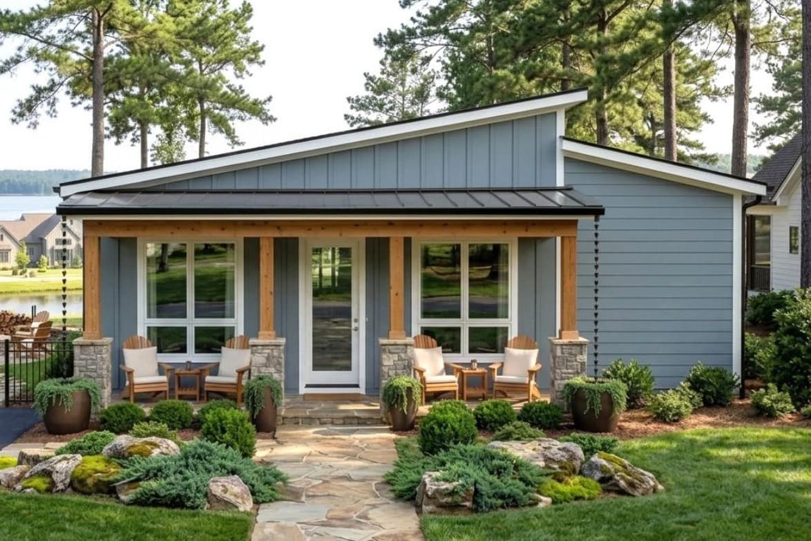 Plan 420202WNT: Modern Cottage House Plan with 2 Bedrooms and Sleek Architectural Design - Image #1 - Cottage, Mid Century Modern, Modern, Vacation