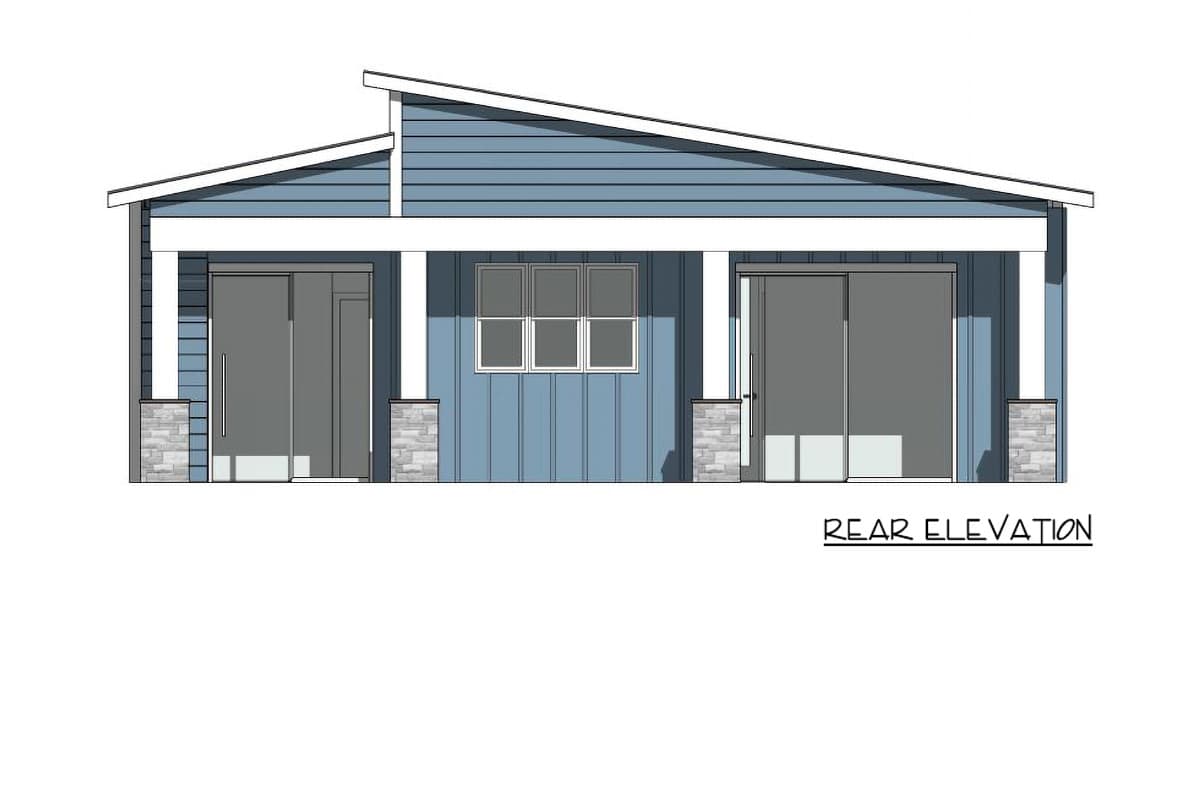 Plan 420202WNT: Modern Cottage House Plan with 2 Bedrooms and Sleek Architectural Design - Image #4 - Cottage, Mid Century Modern, Modern, Vacation