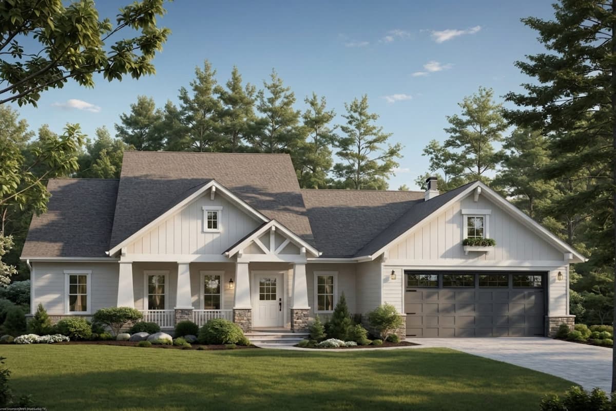 Plan 51398MM: Charming Craftsman Farmhouse House Plan with Three Bedrooms - Image #1 - Craftsman, Farmhouse, Traditional