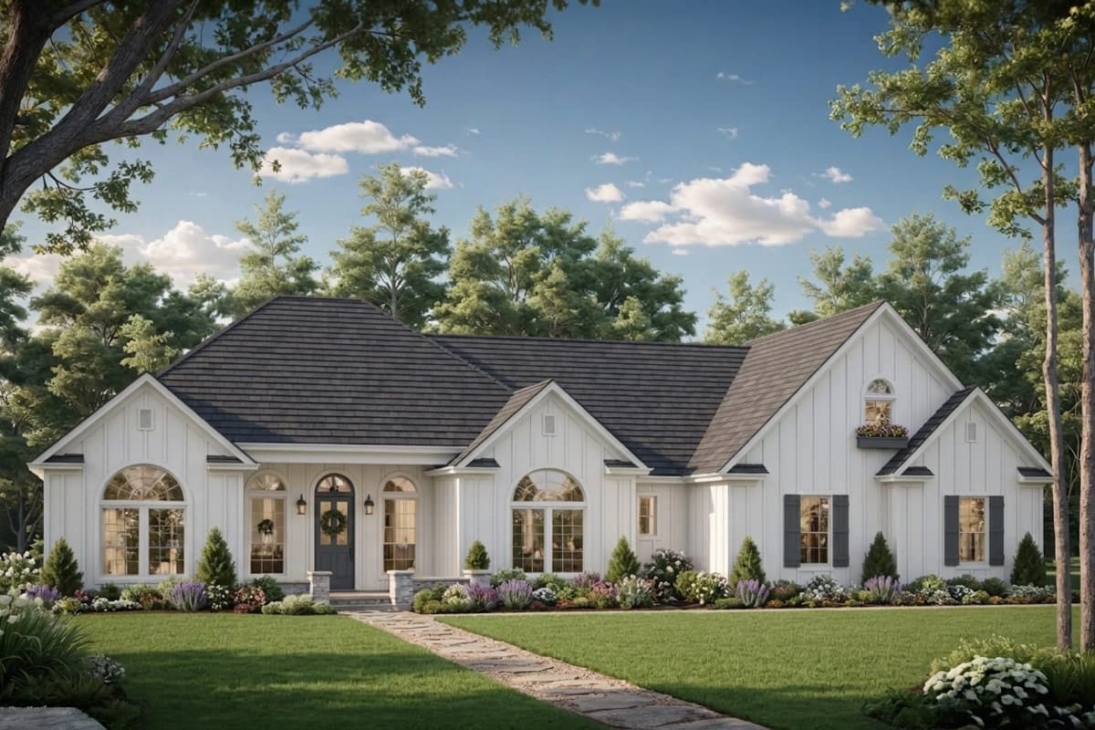 Plan image - 51399MM:European Ranch House Plan with 3 Bedrooms and Optional Bonus Room