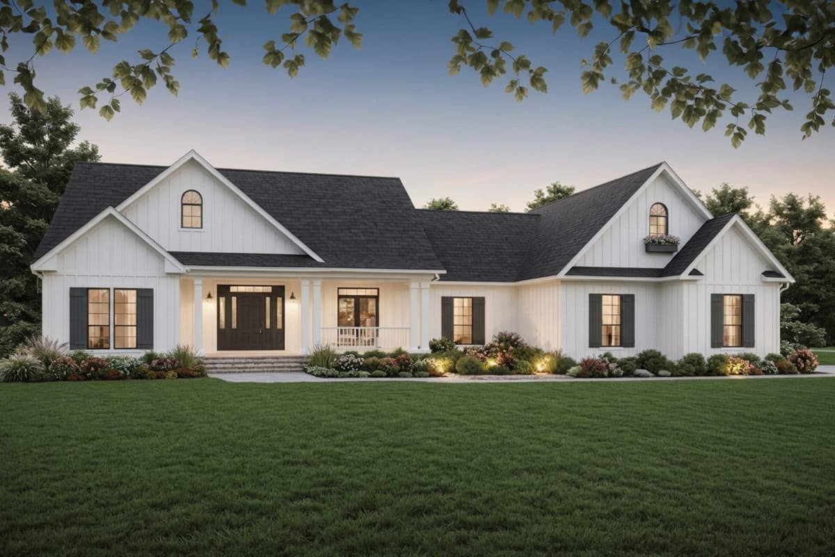 Plan 51400MM: Modern Farmhouse Ranch House Plan with 3 Bedrooms and Bonus Room - Image #1 - Modern Farmhouse, Ranch, Traditional