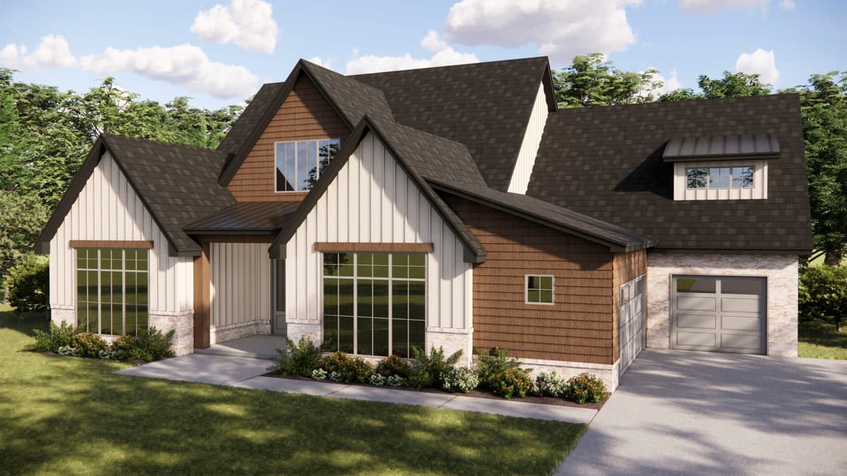 Plan 880024HLN: Modern New American House Plan with 4 Bedrooms and 3-Car Garage - Image #2 - Craftsman, Modern Farmhouse, New American