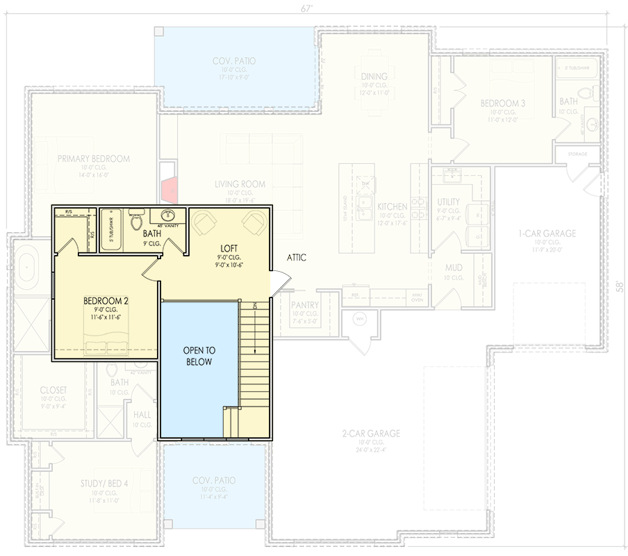 Plan 880024HLN: Modern New American House Plan with 4 Bedrooms and 3-Car Garage - Floor Plan - Image #7 - Craftsman, Modern Farmhouse, New American